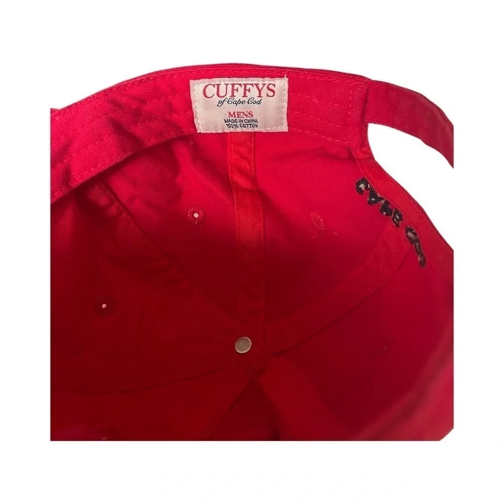 Cuffys 100% Cotton Red Baseball Cap w/ Cape Cod logo